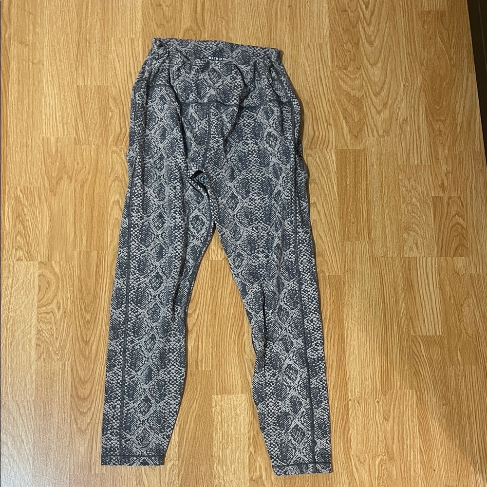 Athleta Gray Snake-Print Tight Leggings